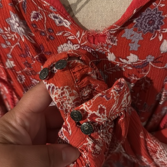 Free People Lucky Loosey Dress-Blood Orange Combo - Picture 9 of 11